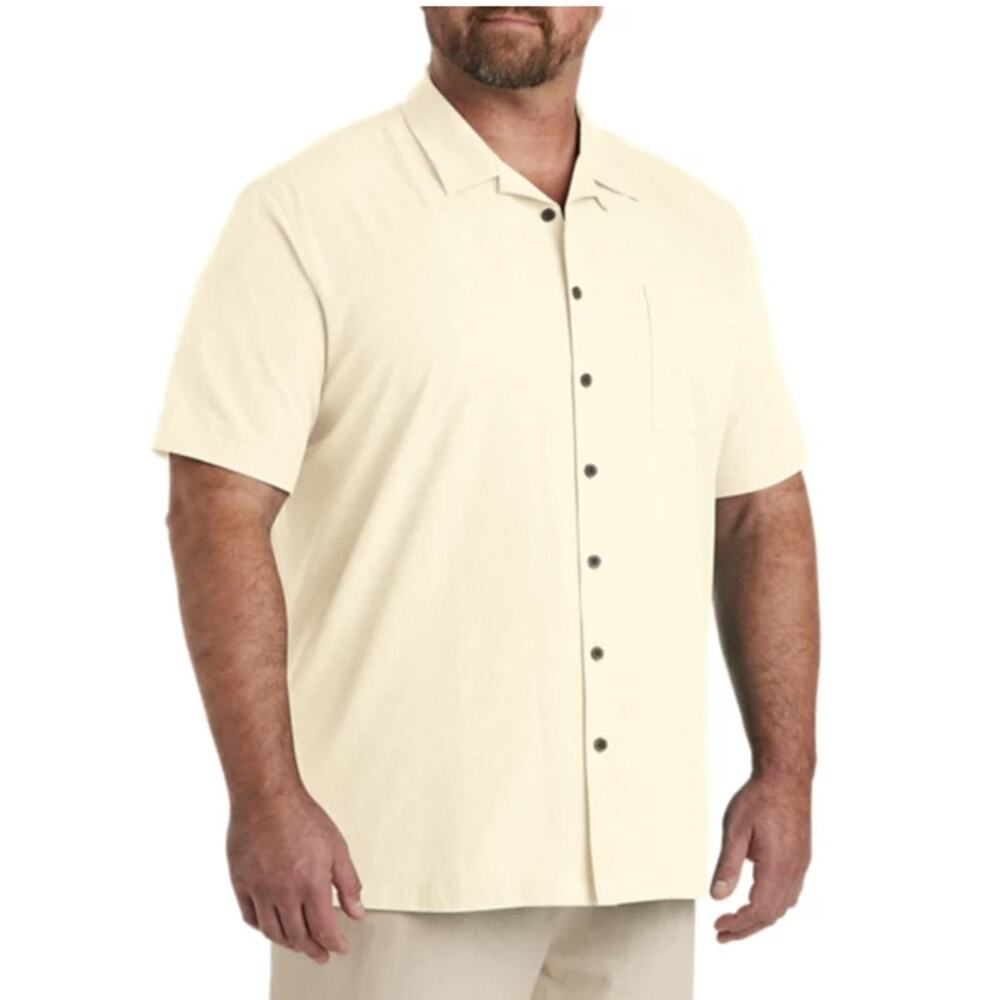 Oak Hill by DXL Men's Solid Camp Shirt Size 1XL Lightweight Normcore Classic